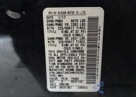 2017 Nissan Rogue S from USA, damaged, VIN JN8AT2MV2HW015741